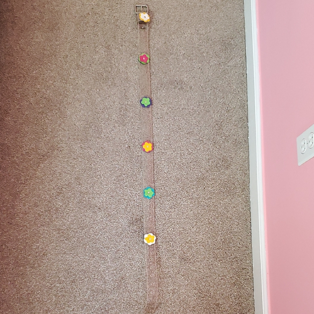 Clear Belt With Colorful Flowers
